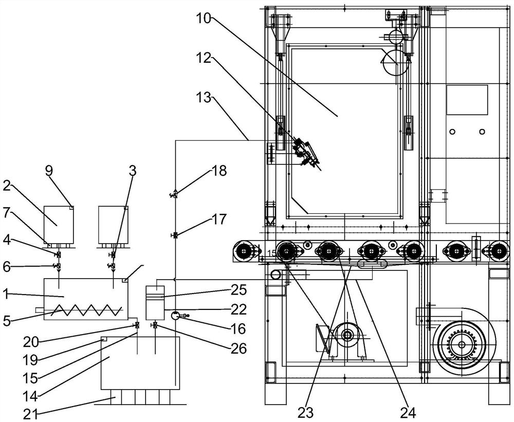 Panel reagent spraying device and return liquid circulating system