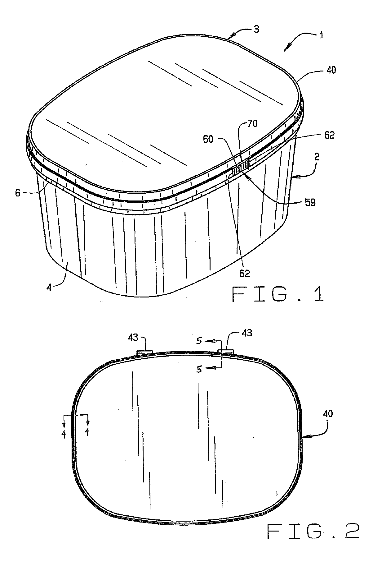 Hinged lid for a food container with plastic lower ring