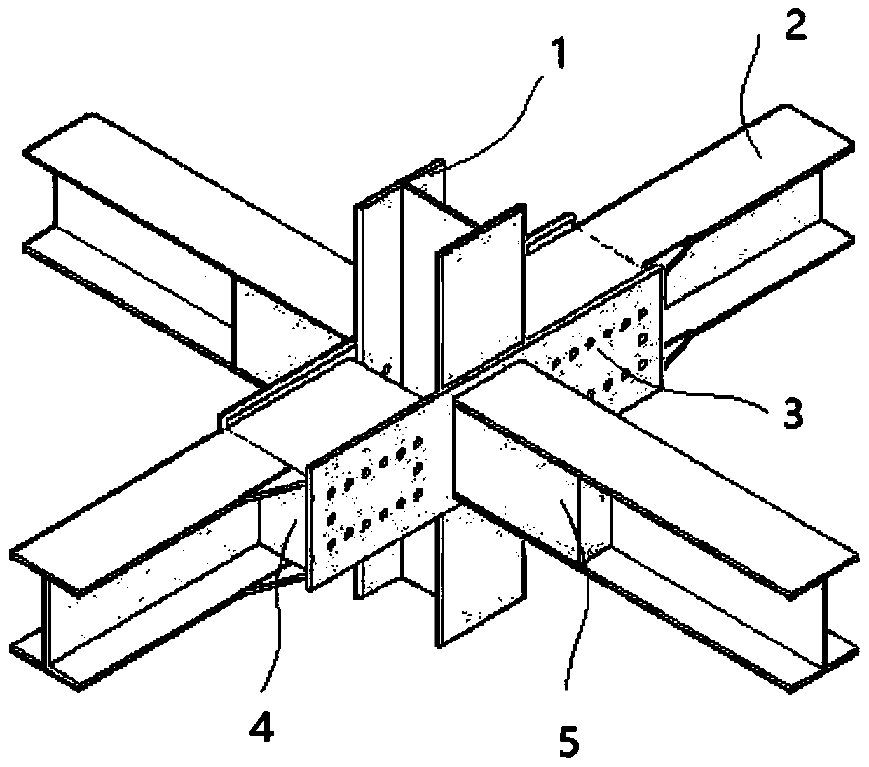 Double side plate type beam-end anti-torque joint with unilateral bolt connection