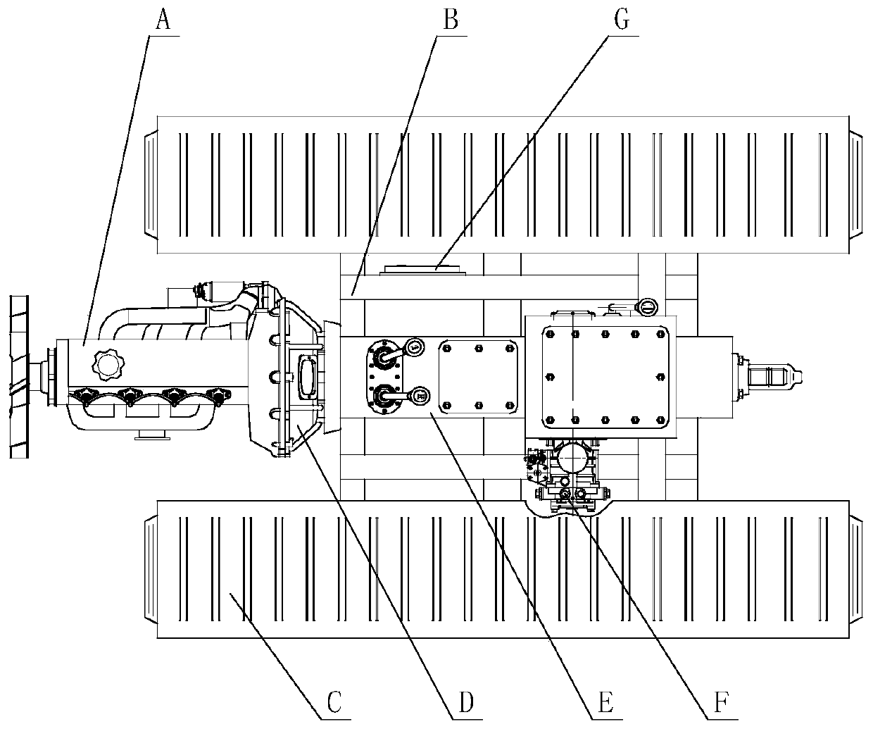 Two-track drive tractor proportional steering device