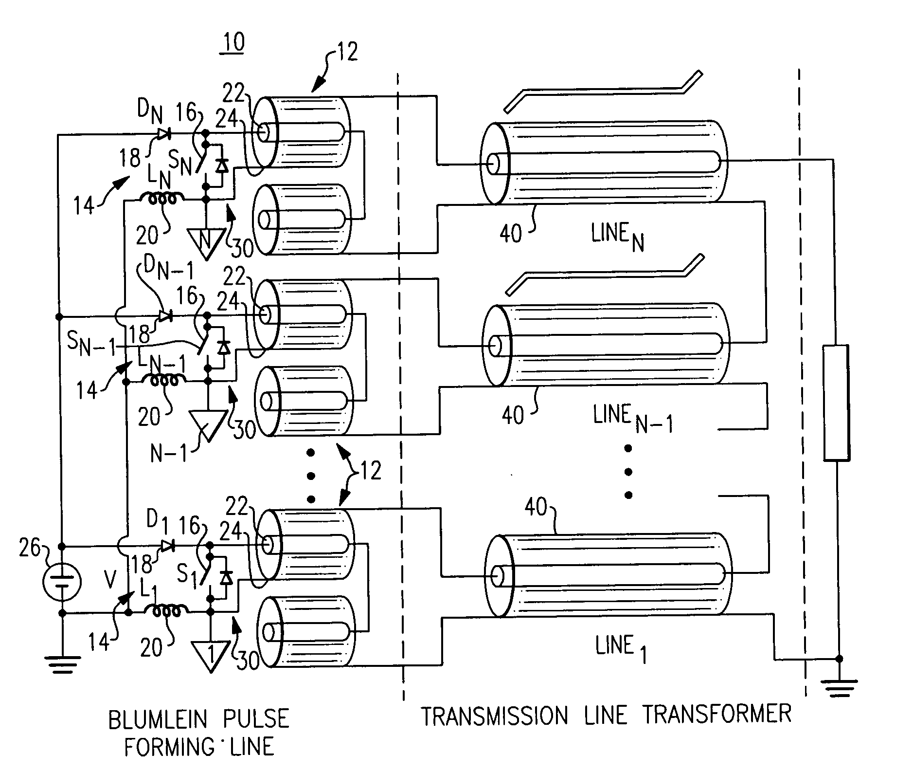 Transmission line based high voltage pulse generator