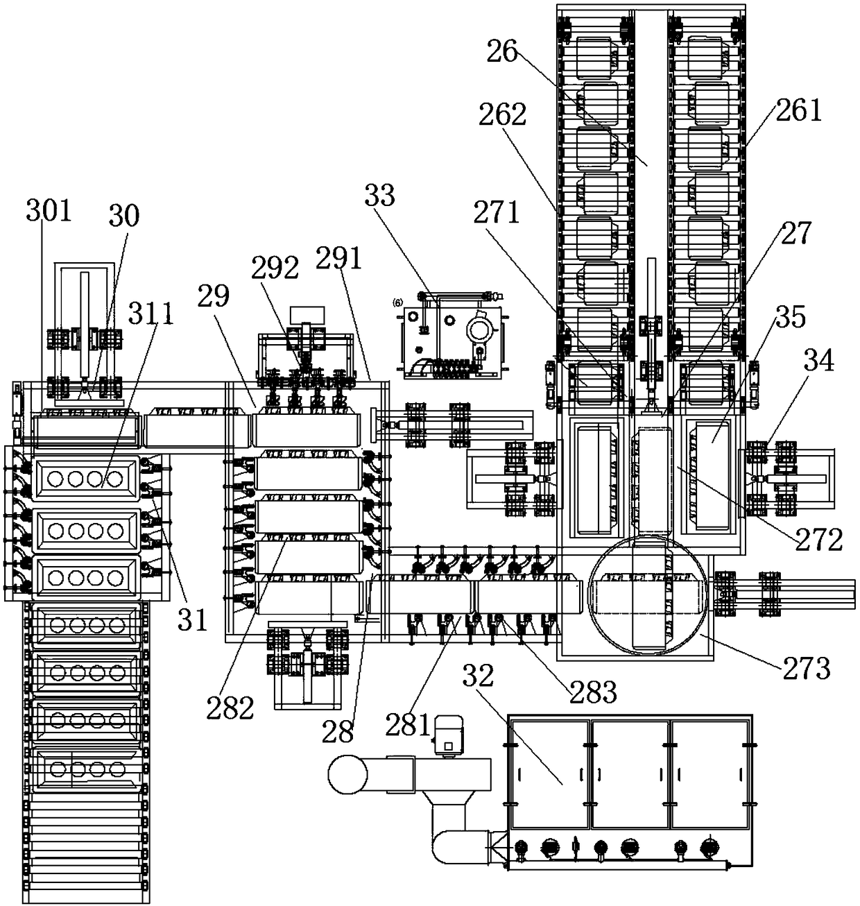 Automatic prebaked anode carbon block ungrouping and cleaning unit