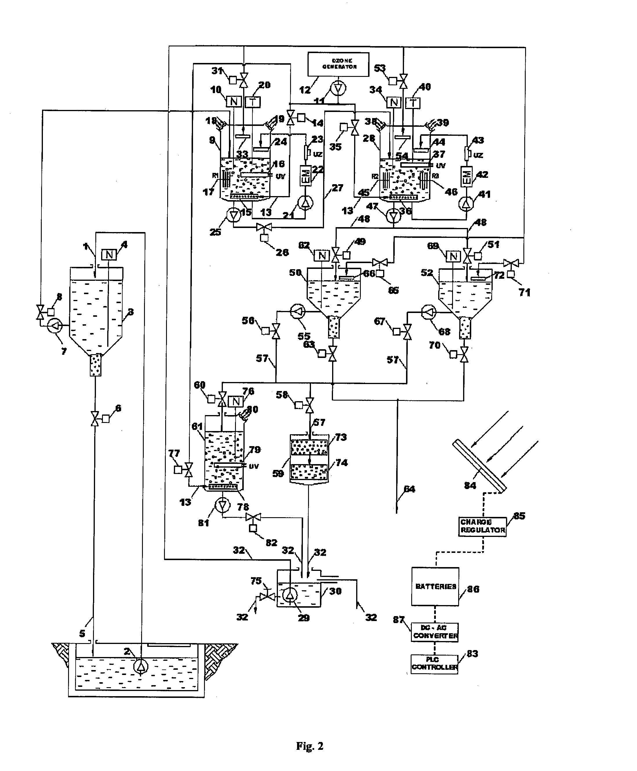 Process and device for electrochemical treatment of industrial wastewater and drinking water