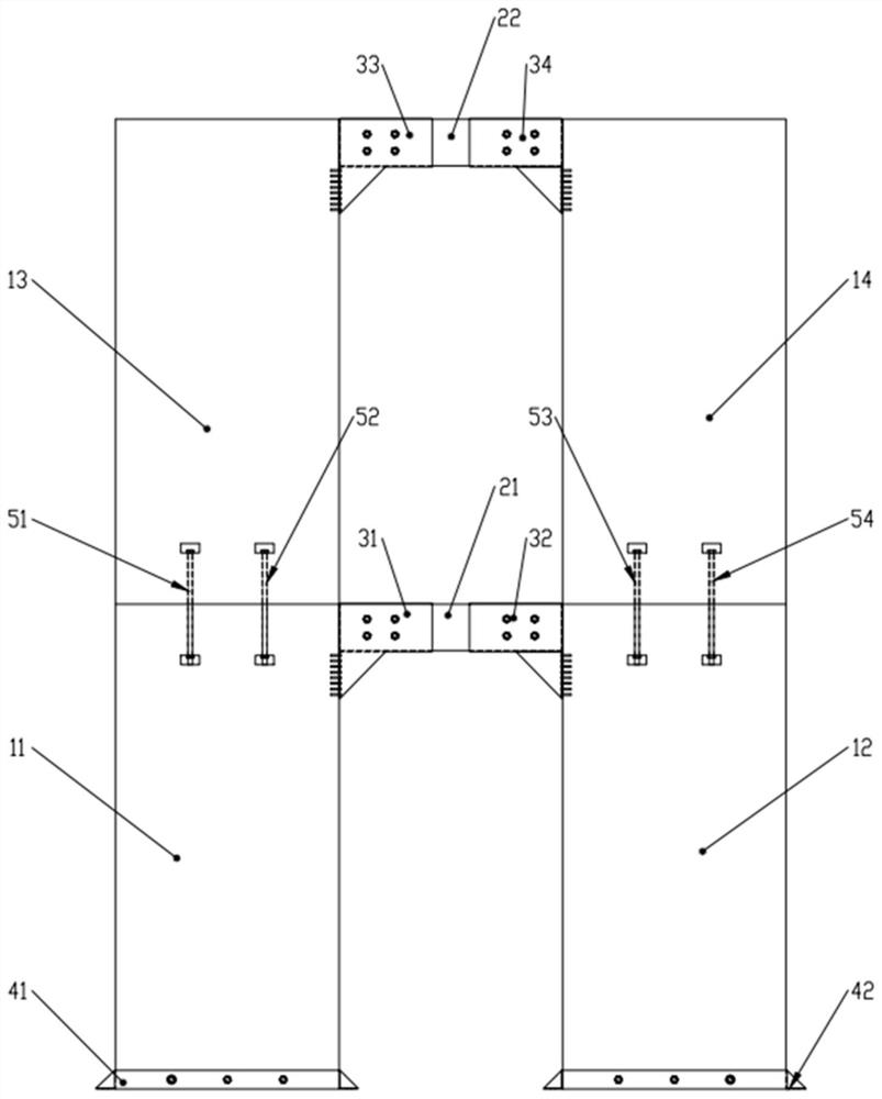 Full-rigid-connection orthogonal laminated wood coupled shear wall based on steel plate constraint