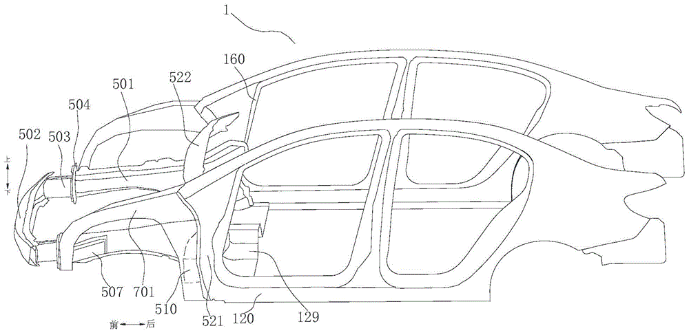 Vehicle body for vehicle and vehicle provided with vehicle body