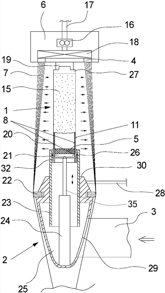 Apparatus for cooling an annular extruded filament bundle