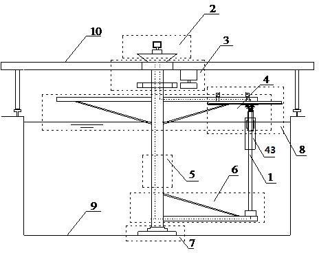 Uniform flow and step flow down the top movable vertical standpipe vortex-induced vibration rotating device