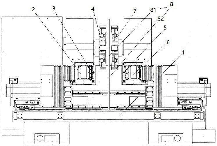 One-time clamping symmetrical turning method and device for glass die