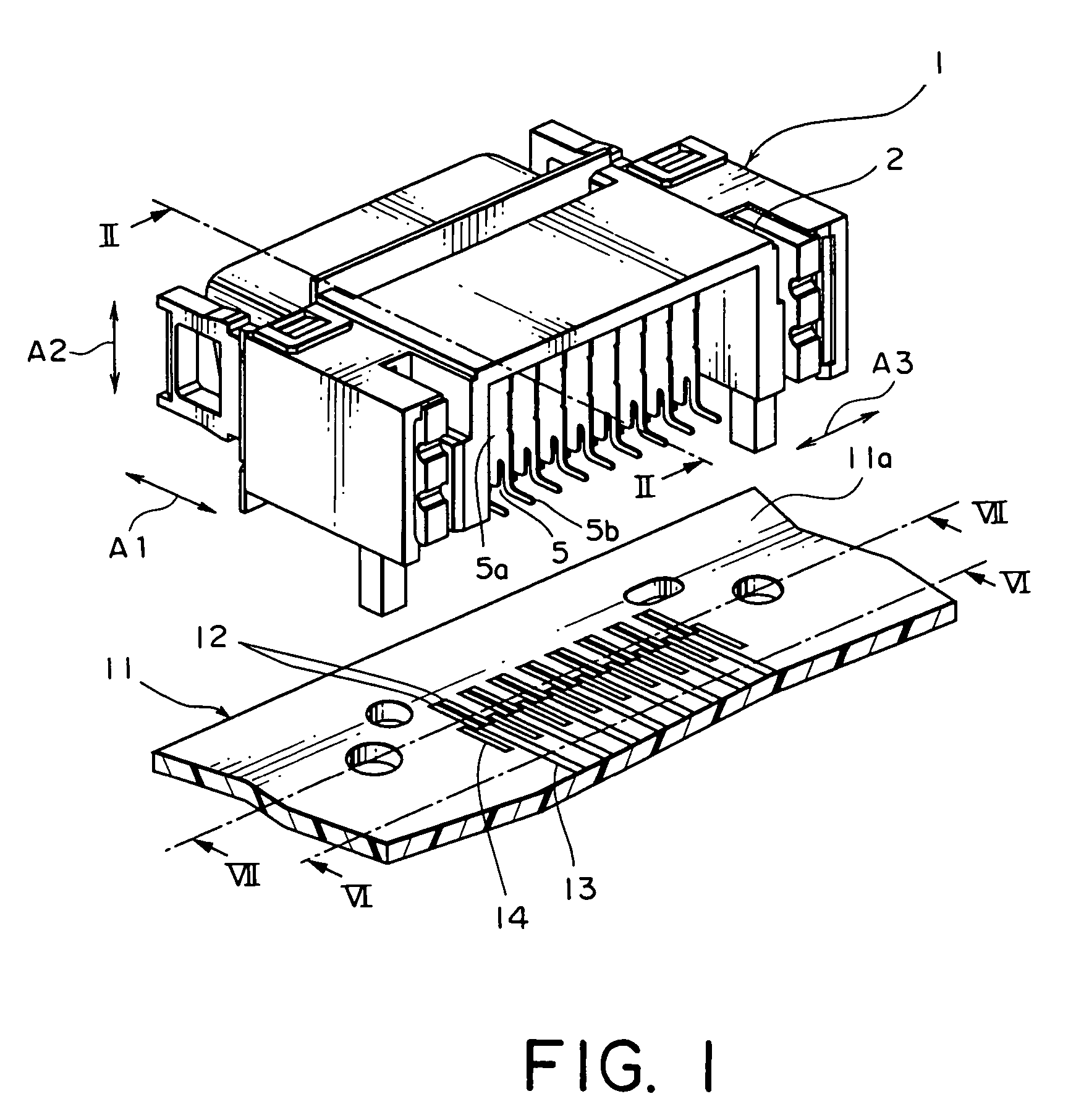 Connector adapted to be used for transmission of a balanced signal and substrate for mounting the connector