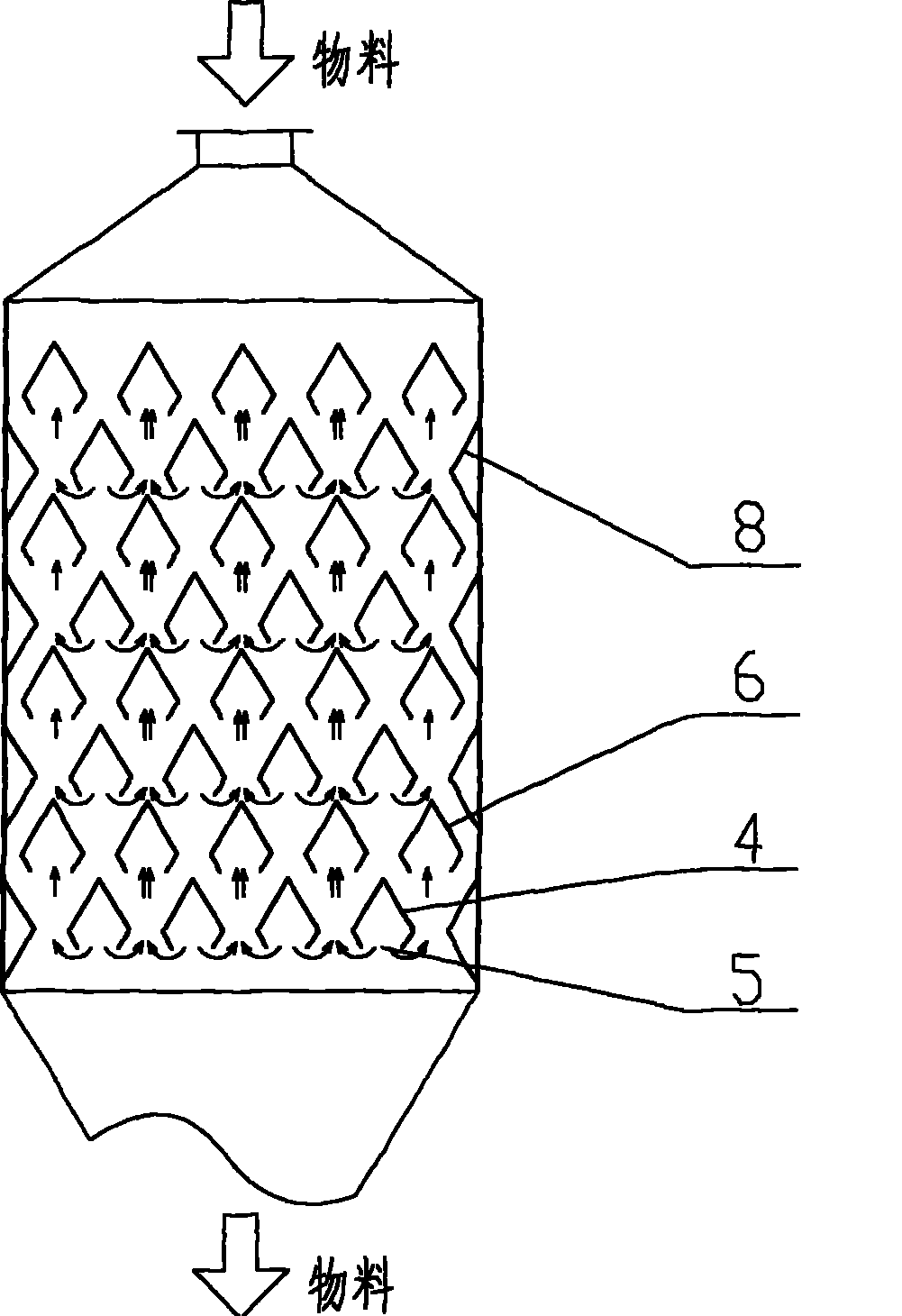 Sectional polyester chip solid phase viscosity-increasing reactor