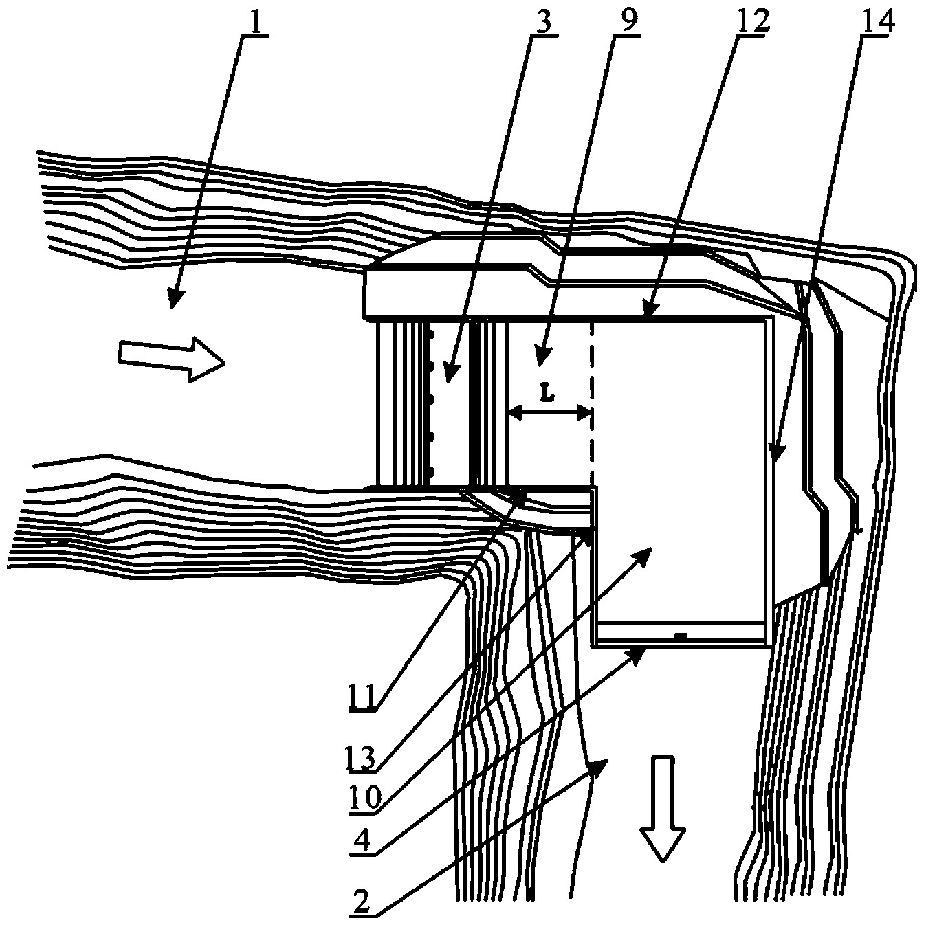 Stilling pool with laterally-effluent revolution and rolling energy dissipation function