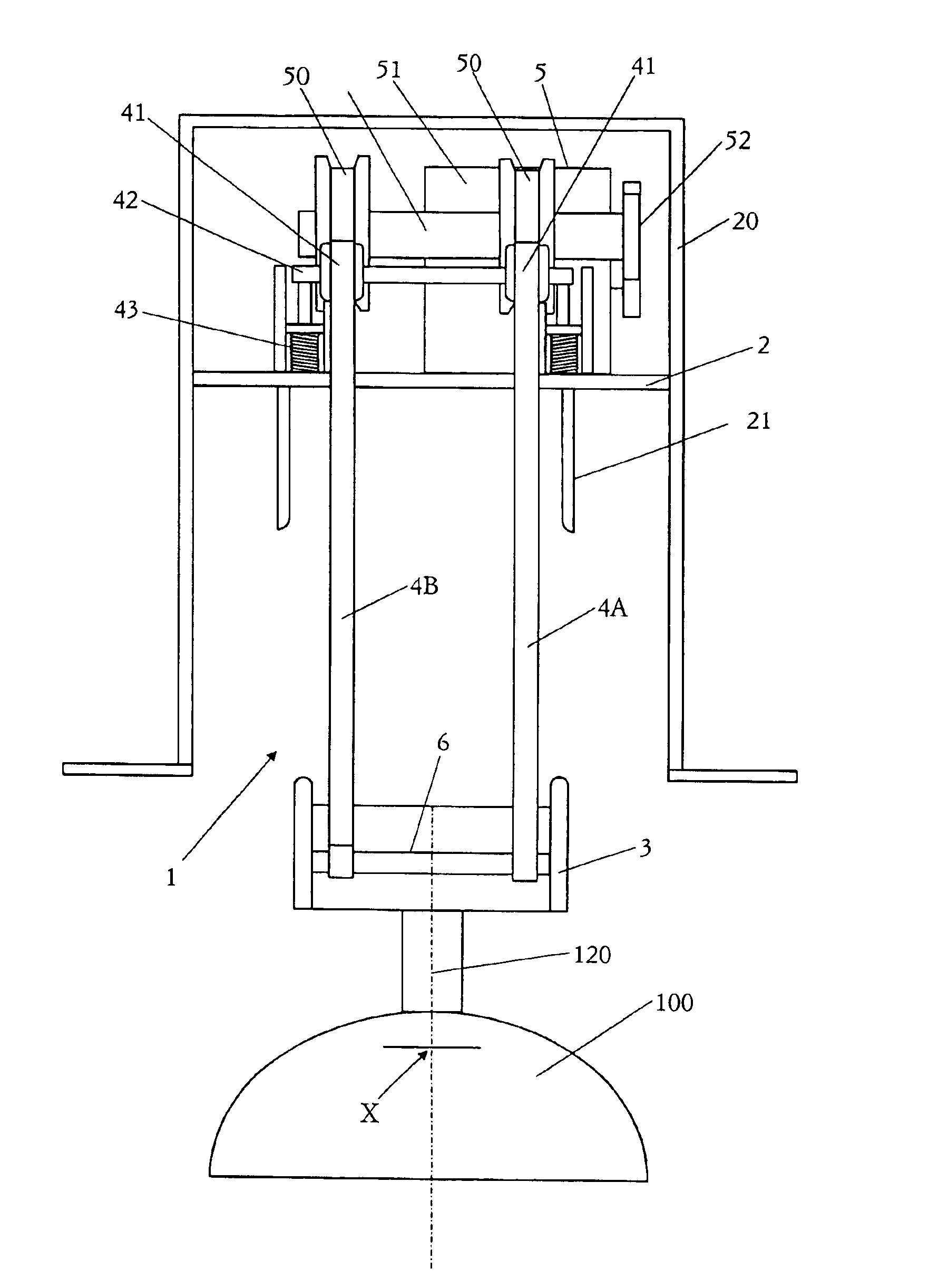 Hoisting apparatus with horizontal stabilizing means for a load holder