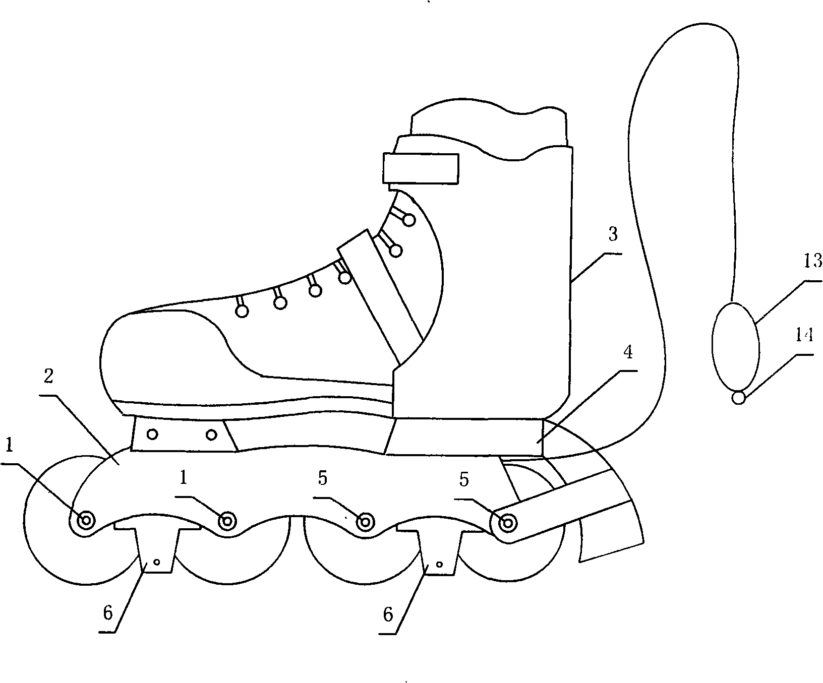 Dry skate equipped with hand-held brake device