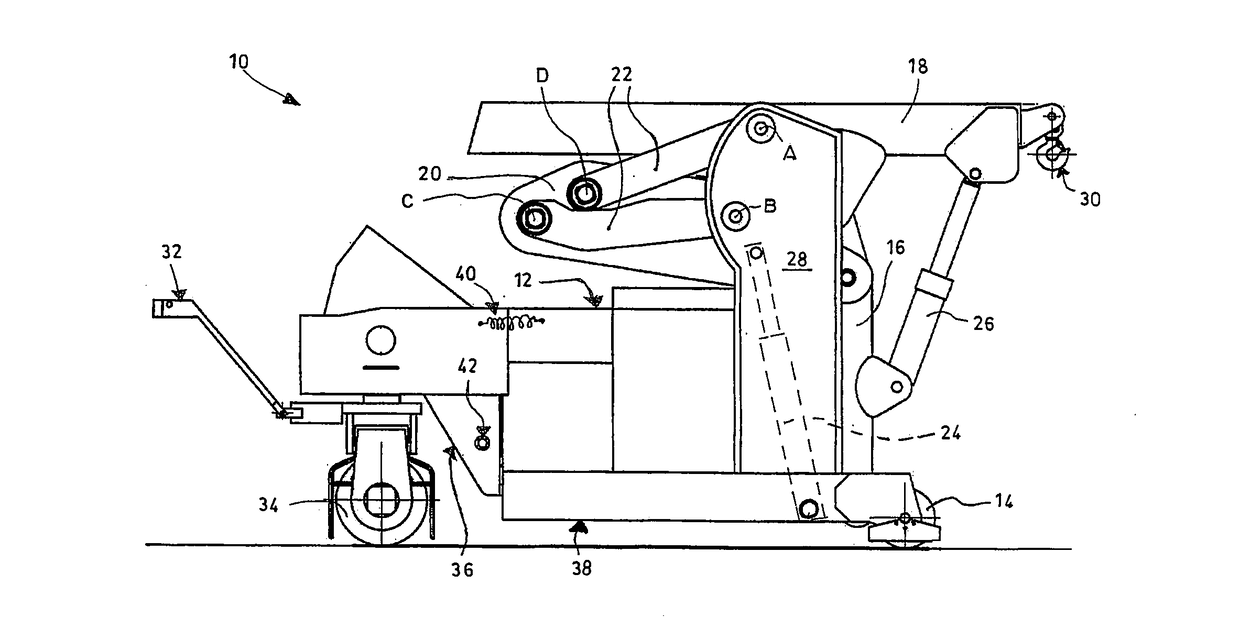 Crane for lifting and transporting loads comprising a roll-over protection system