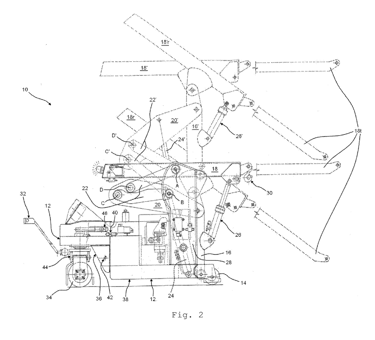 Crane for lifting and transporting loads comprising a roll-over protection system