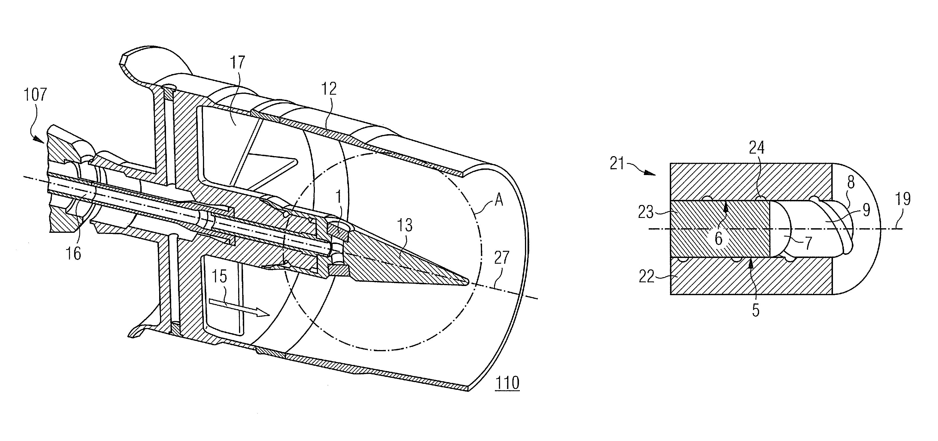Fuel nozzle having swirl duct and method for producing a fuel nozzle