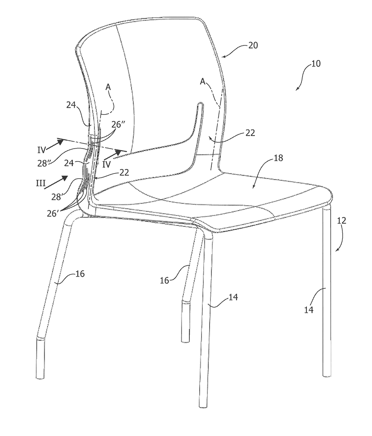 Chair with a tilting backrest