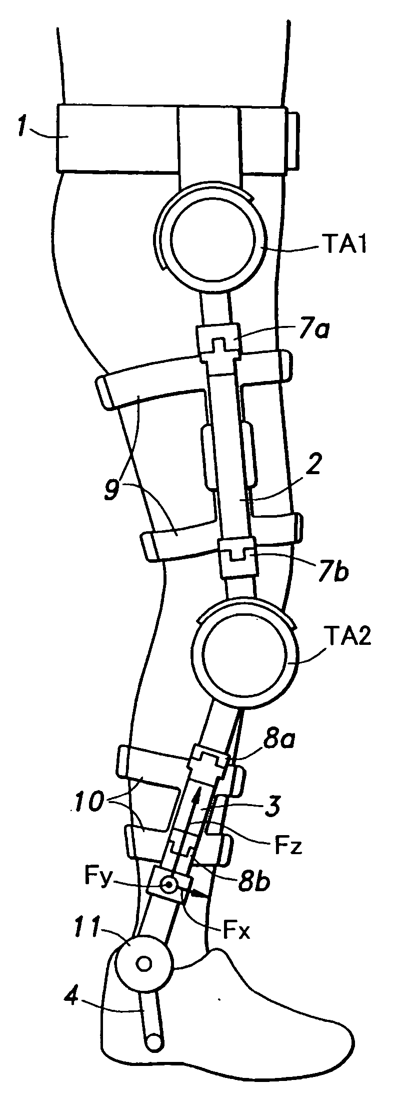 Walking assistance device provided with a force sensor