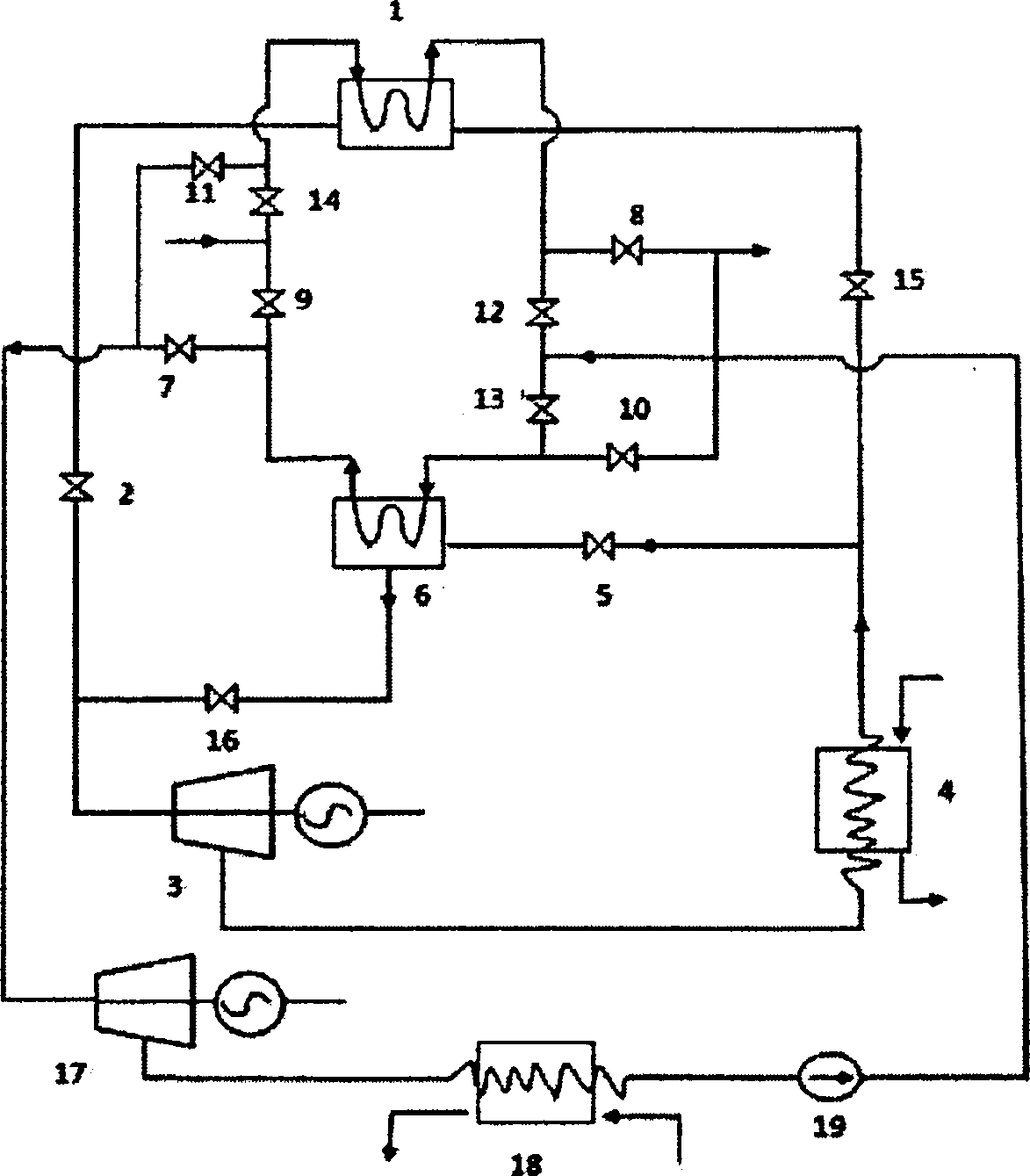 Cooling and power combined supply method and device of adsorptive heat pump