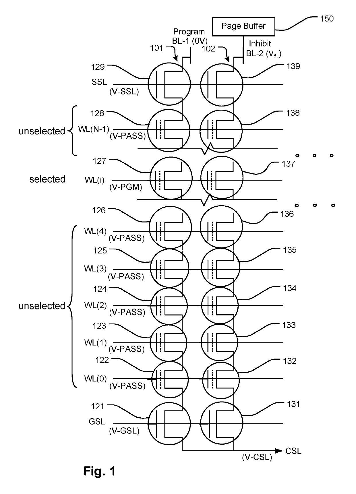 Temperature compensation for unselected memory cells and string select switches in NAND flash memory