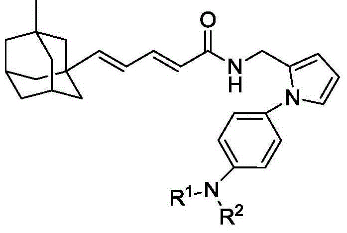 Compound containing aniline and diene adamantane structure and preparation method and application thereof