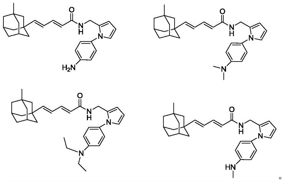 Compound containing aniline and diene adamantane structure and preparation method and application thereof