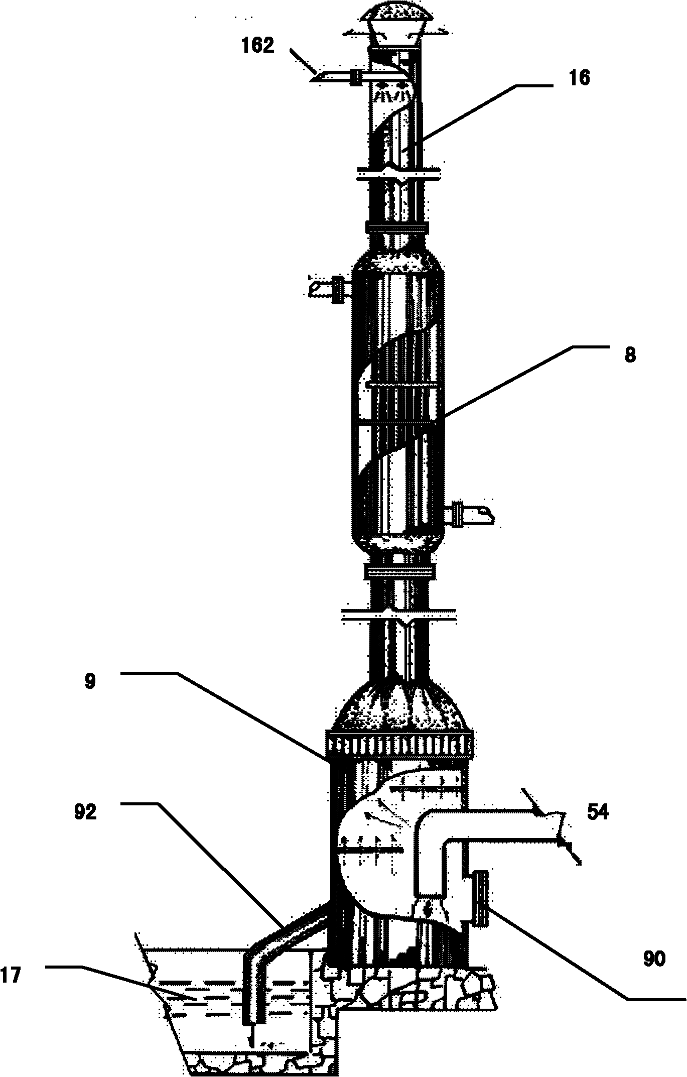 Tail gas treatment system for through which