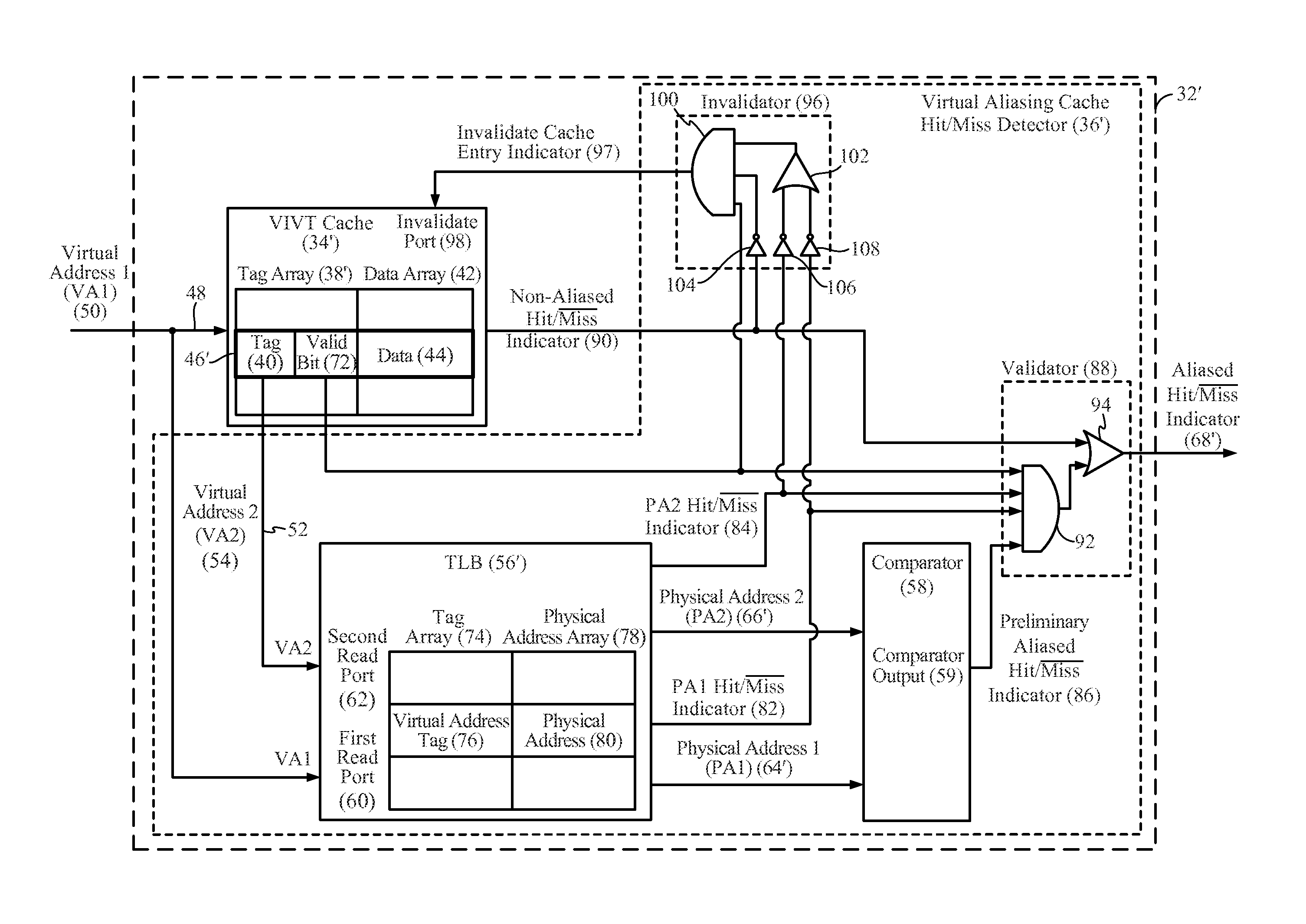 Determining cache hit/miss of aliased addresses in virtually-tagged cache(s), and related systems and methods