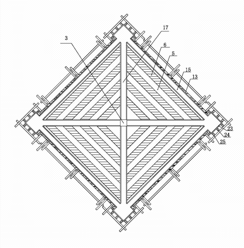 Template system and construction method for European style hollowed slab pinnacle model structure