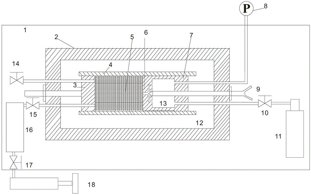 A device and method for measuring the axial diffusion coefficient of gas in porous media