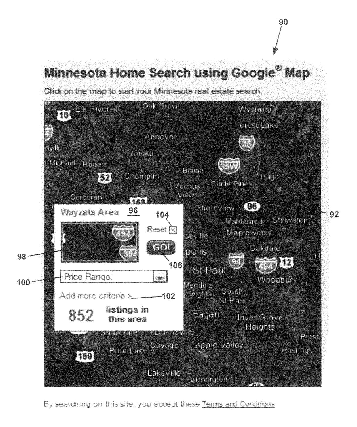 Internet based interactive graphical interface for real estate listings