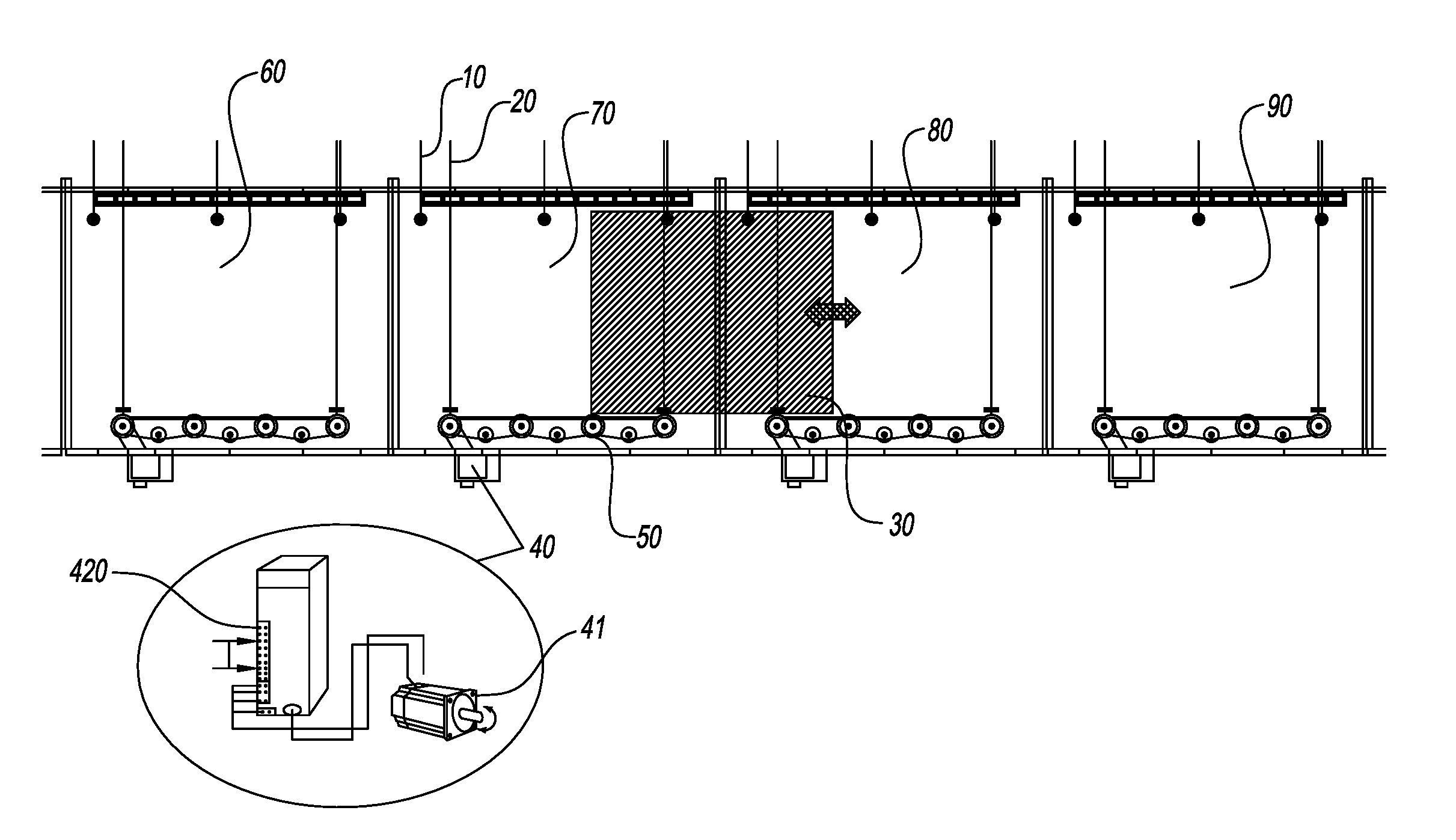 Method and device for stringing substrates together in coating systems