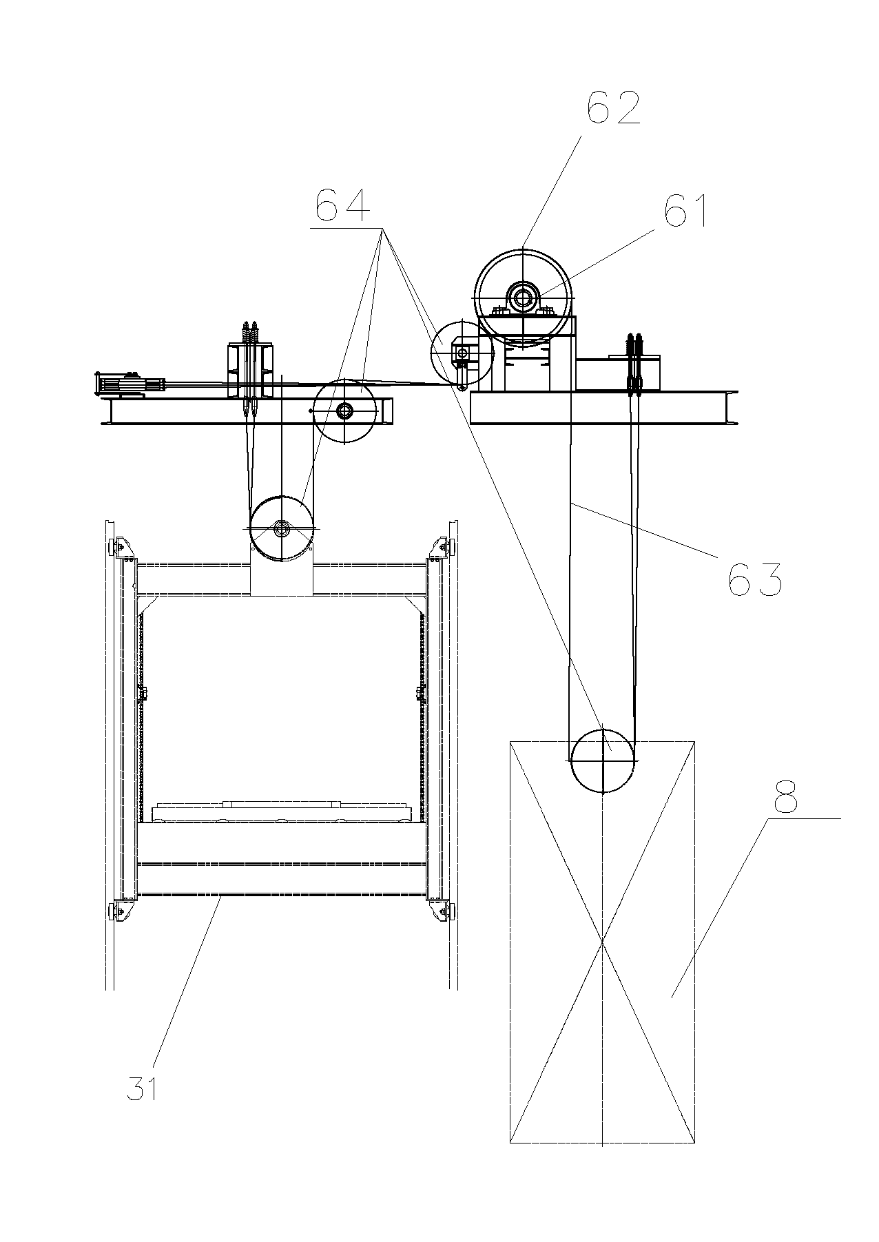 Comb fork type tower garage without motors in parking places