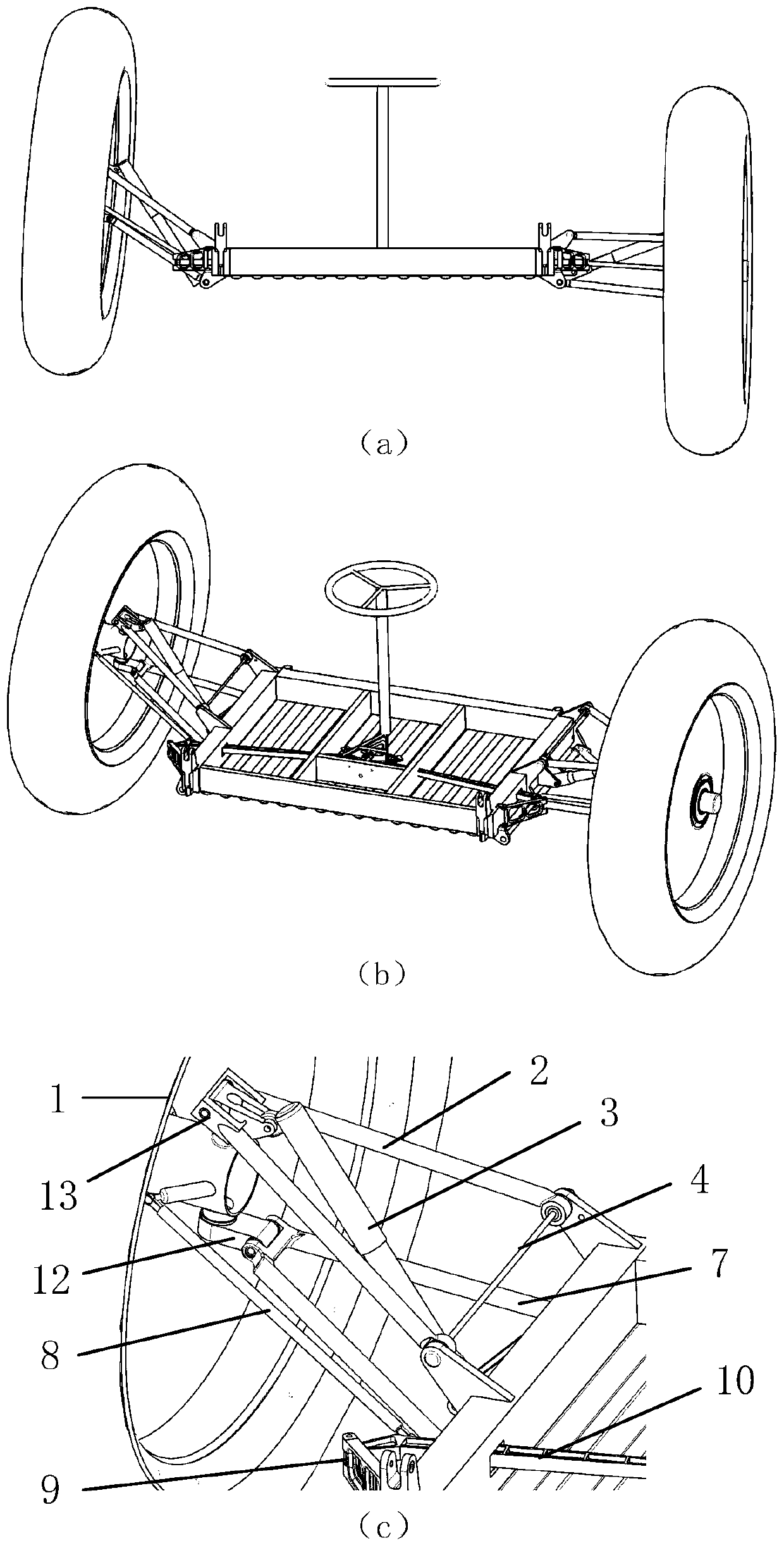 Multi-connecting-rod suspension mechanism with buffering, folding and steering functions