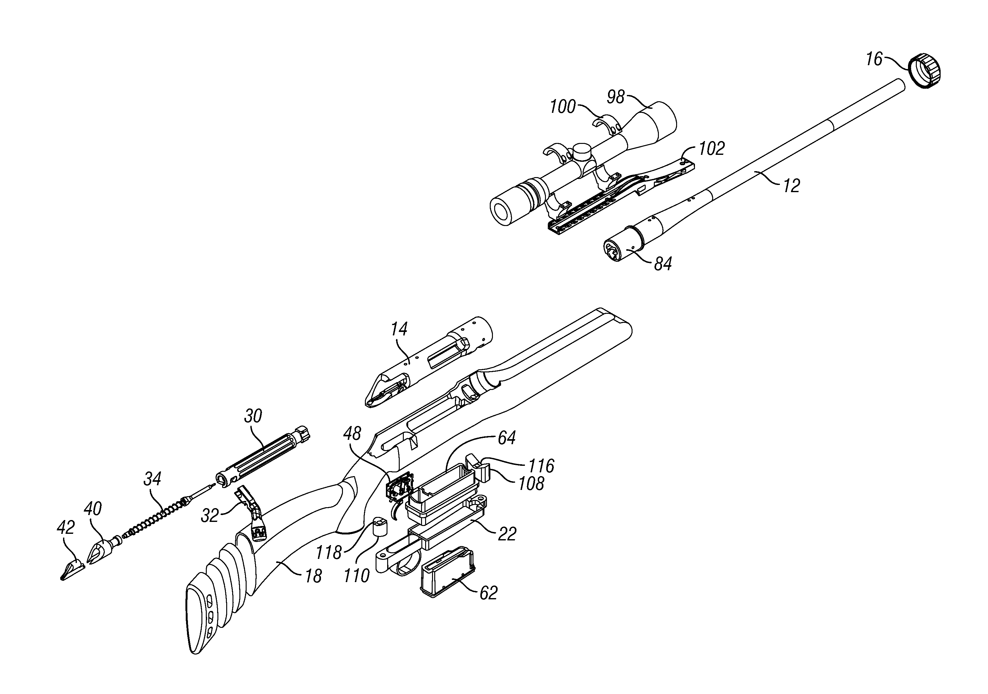 Multi-caliber bolt-action rifle and components