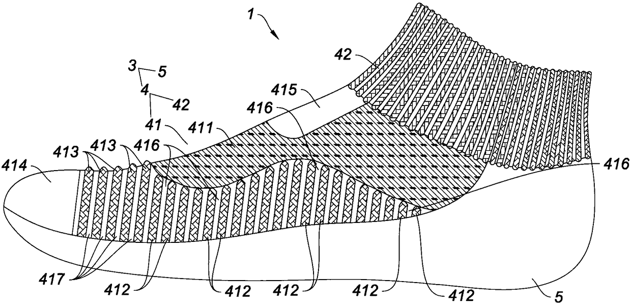 Sock shoe high in stereoscopic sensation