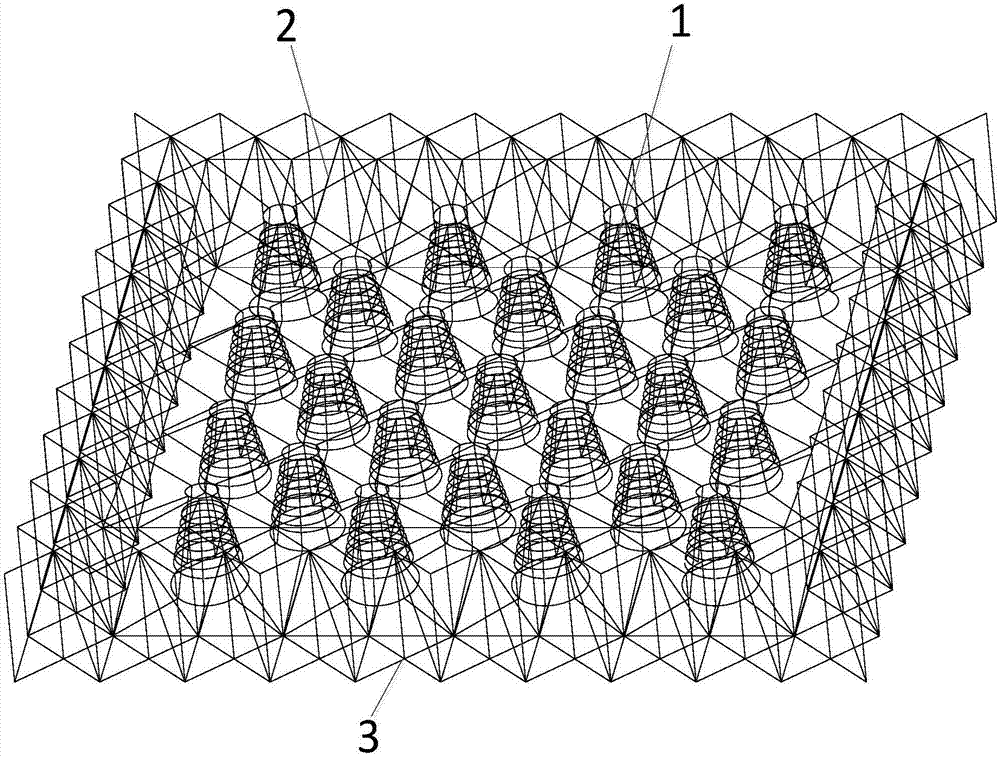 Cable net structure-based expandable conical spiral array antenna