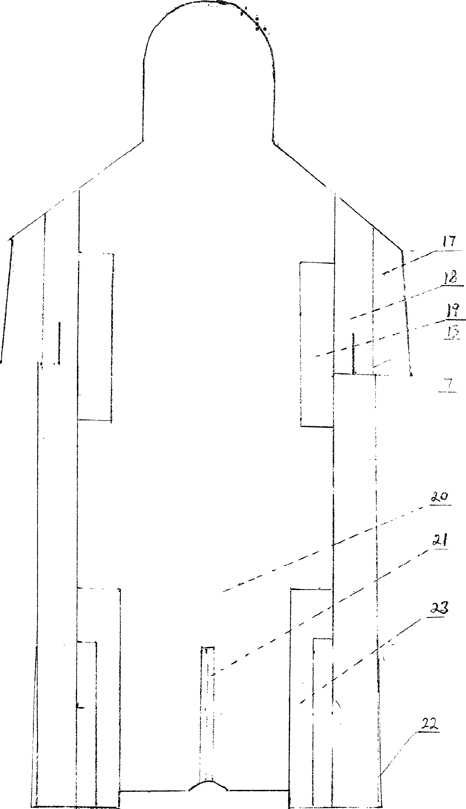 A sitting type super short half-floating sliding board type motorboat