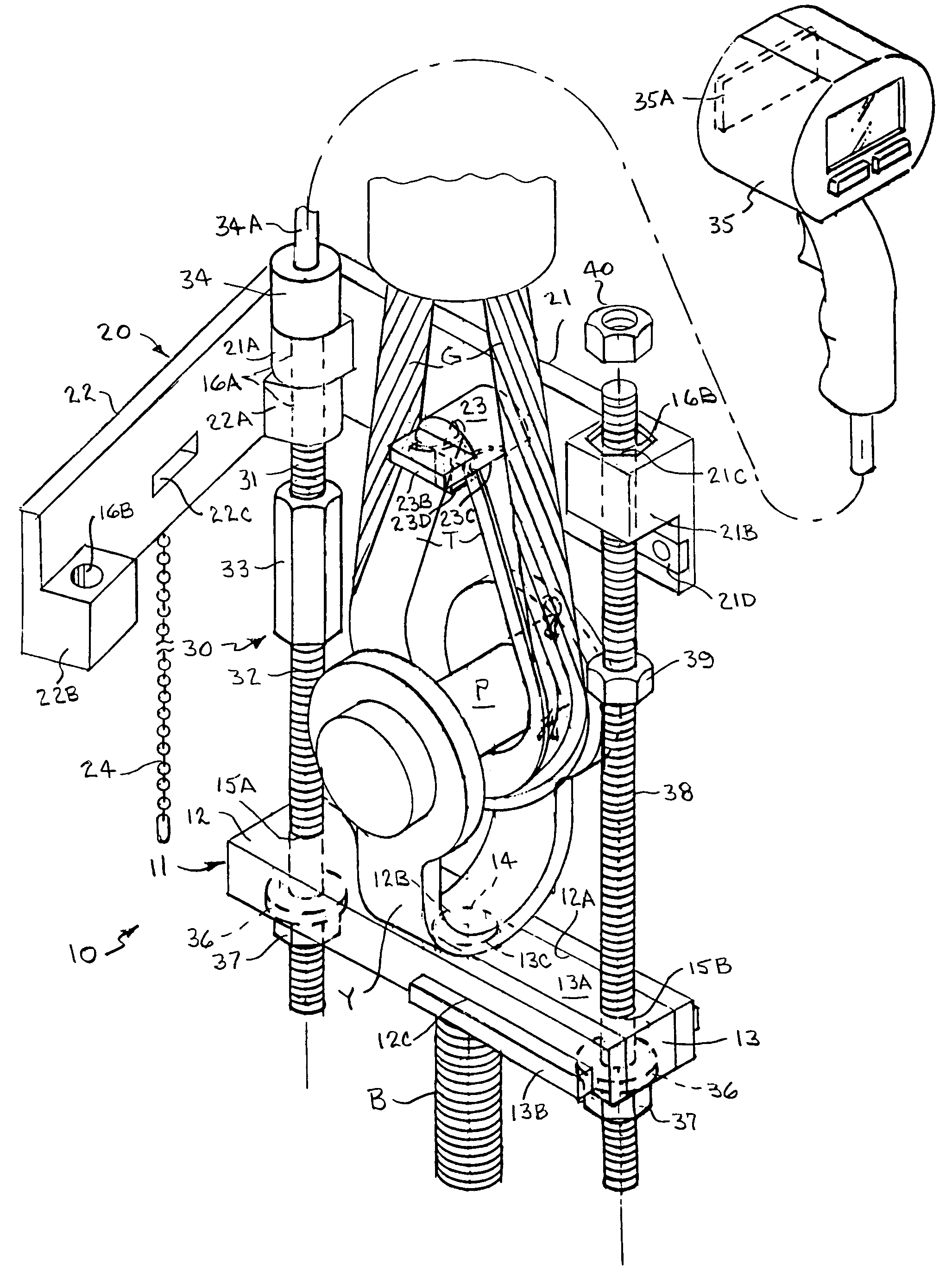Apparatus and method for measuring tension in guy wires
