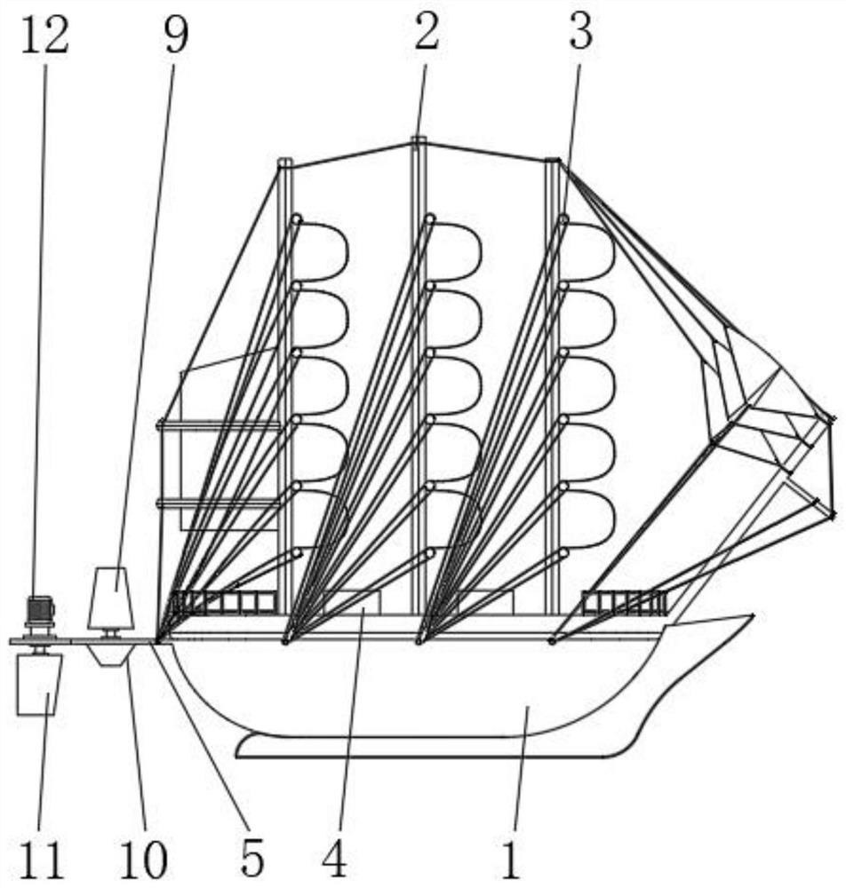 A multi-sail and multi-rudder sailboat with automatic navigation function