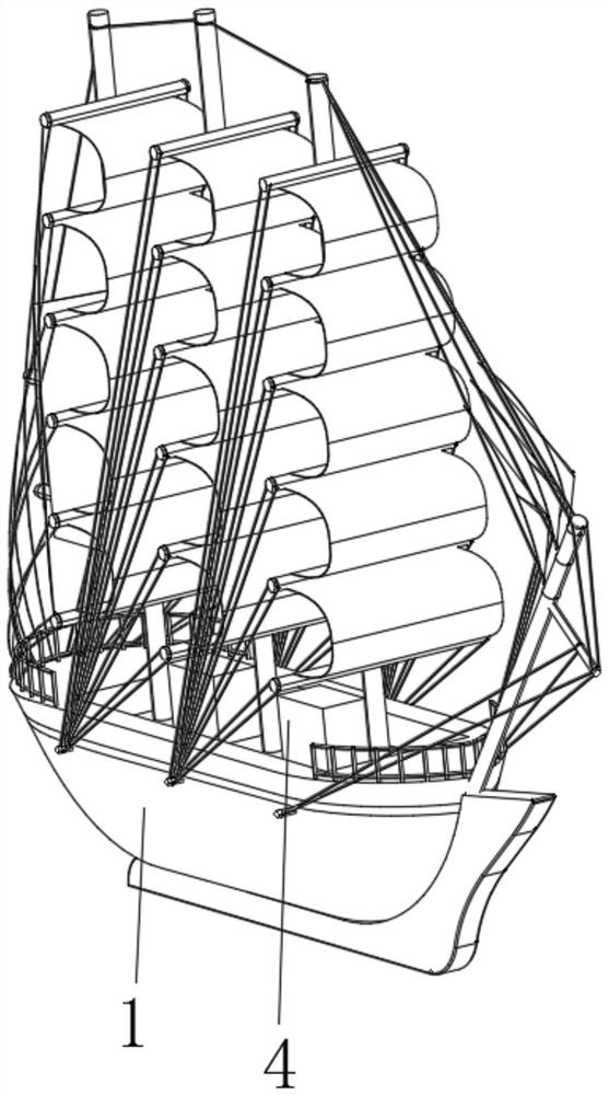 A multi-sail and multi-rudder sailboat with automatic navigation function