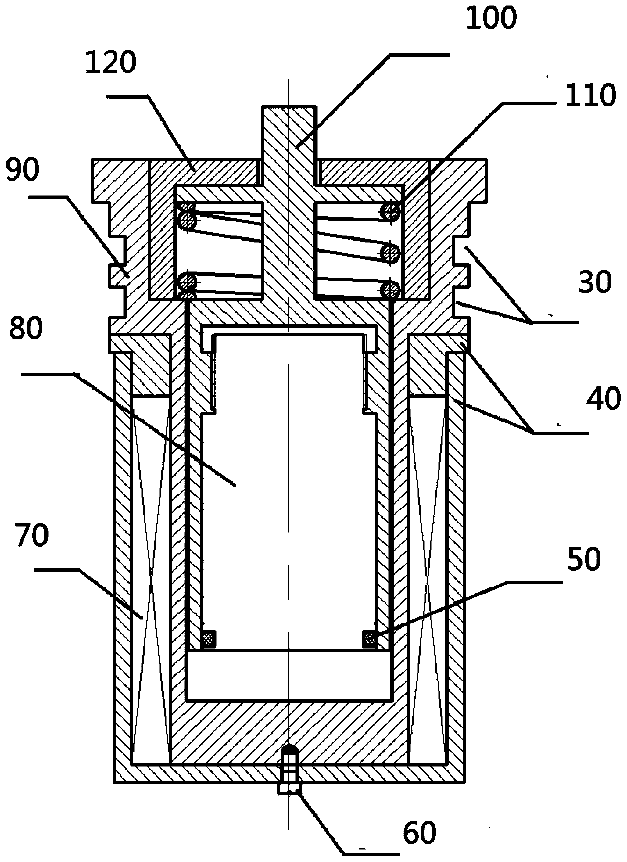 An electromagnetic emergency dumping device for an underwater glider