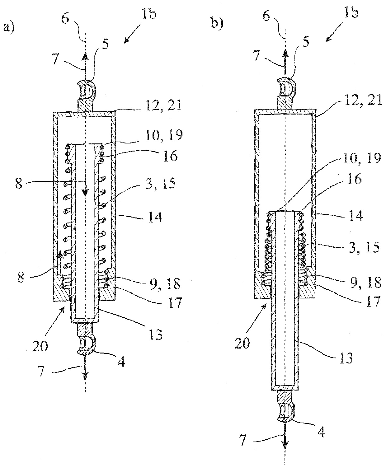 Spring actuators for closing elements of motor vehicles