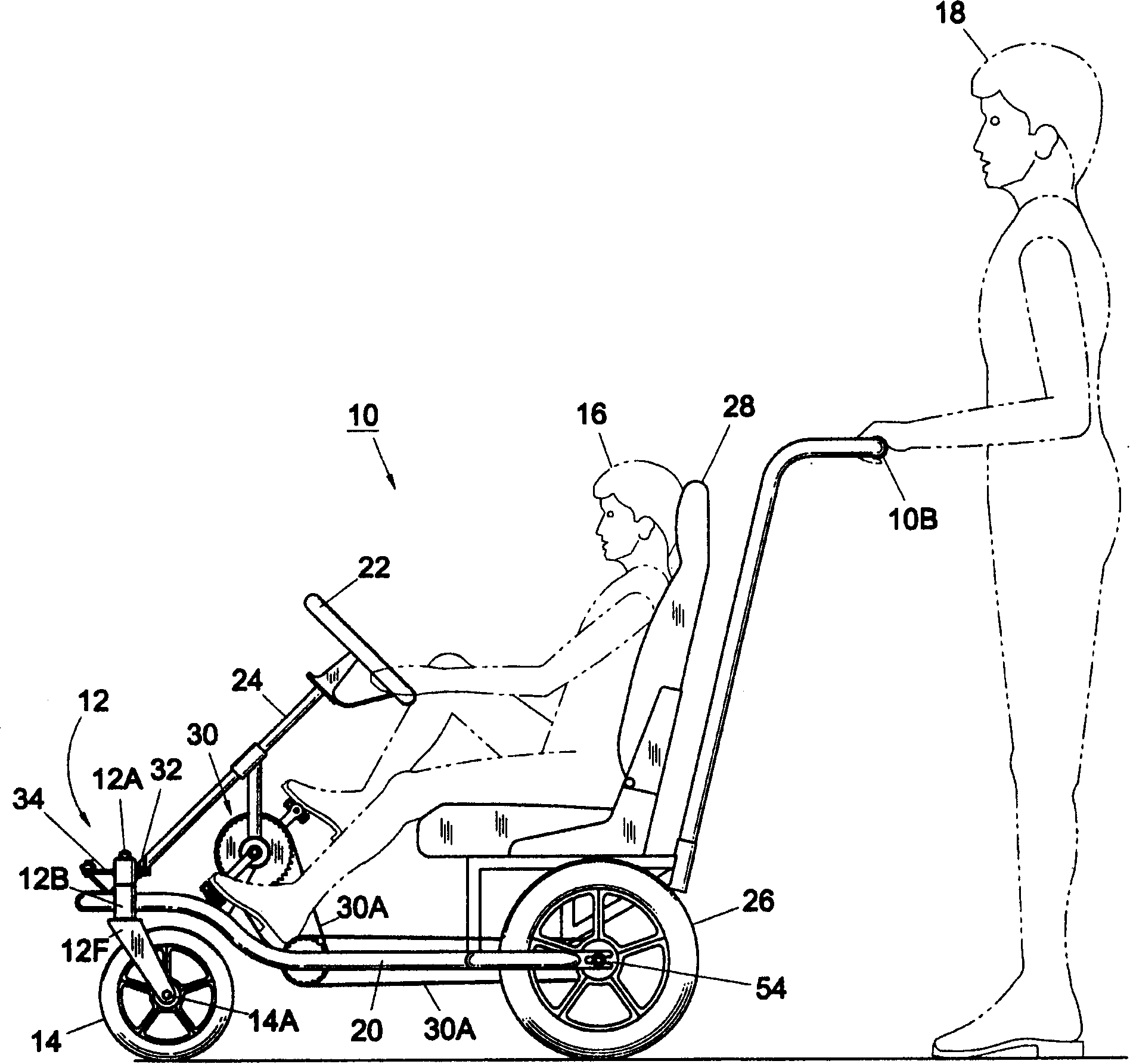 Vehicle with swivel control of casters for enabling rider or external steering