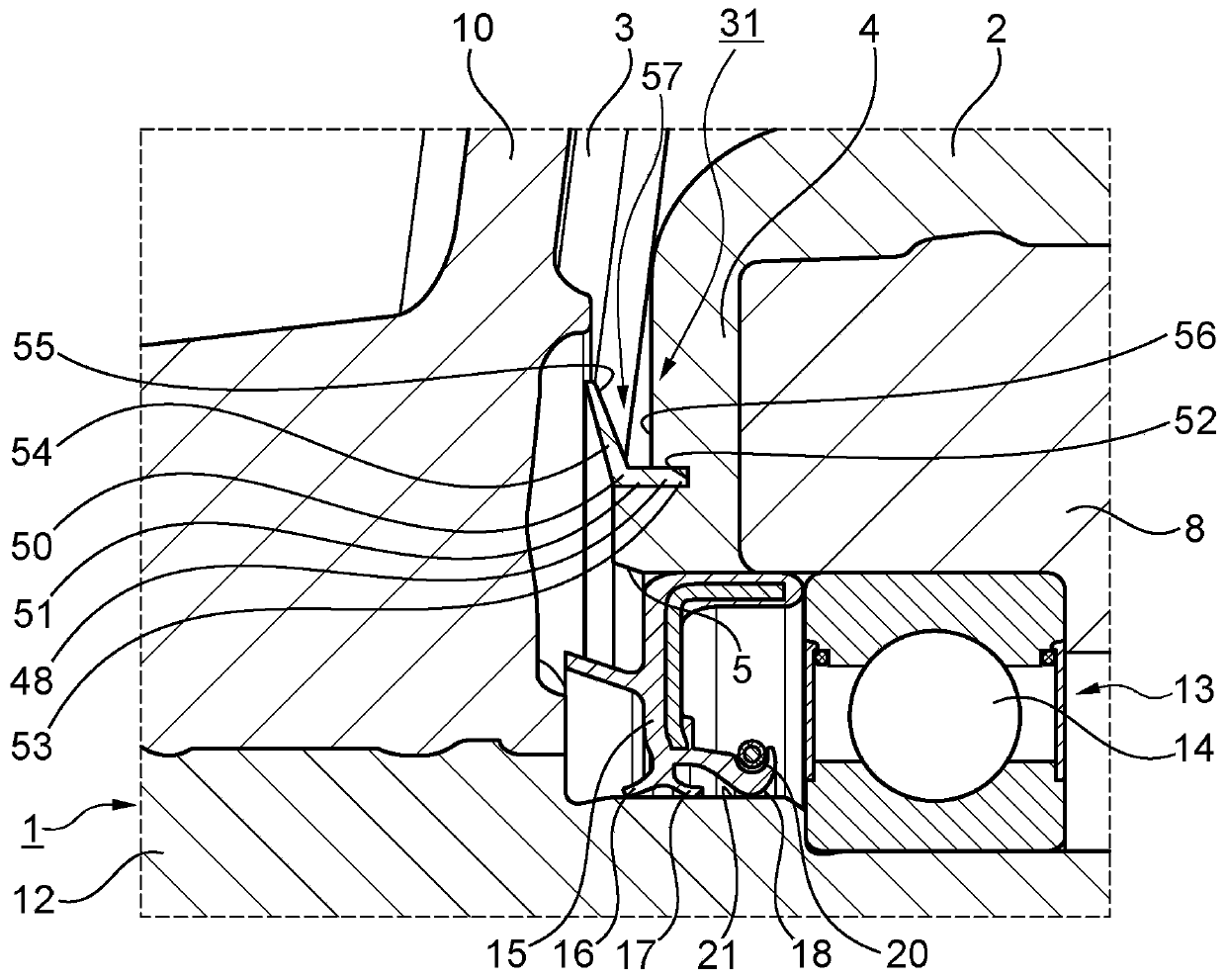 Washing machine with sealing assembly for bearing assembly of washing machine lye container