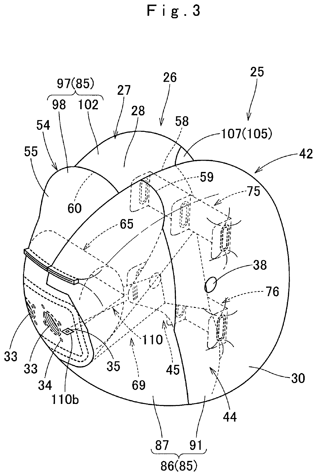 Airbag device with exhaust hole