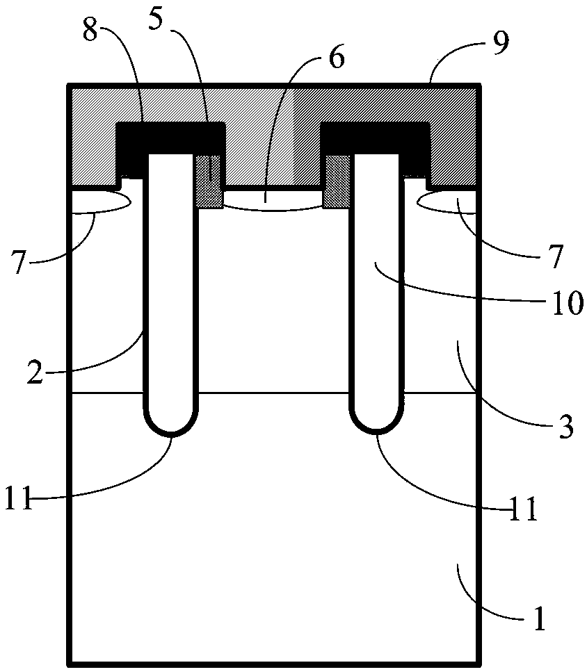 Trench gate IGBT device with high anti-short circuit capability and preparation method thereof