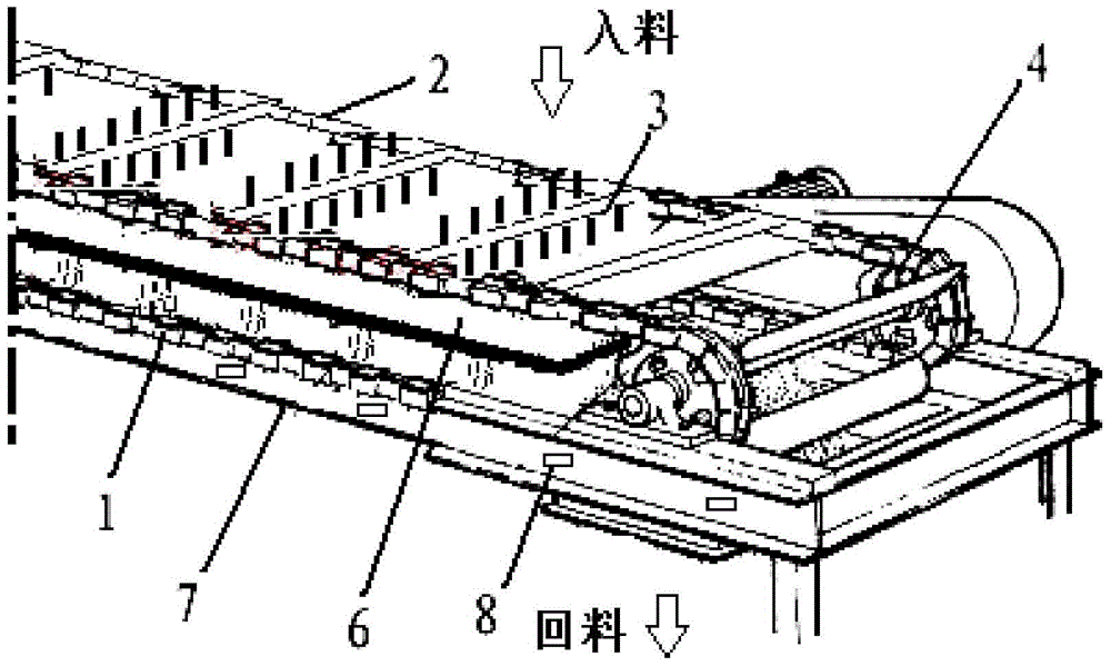 A rake tooth type biomass material conveying device