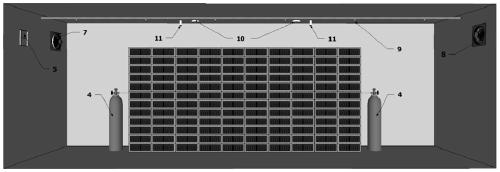 A fire extinguishing system and method in a prefabricated cabin of an electrochemical energy storage station based on gas fire extinguishing and mechanical ventilation and heat dissipation