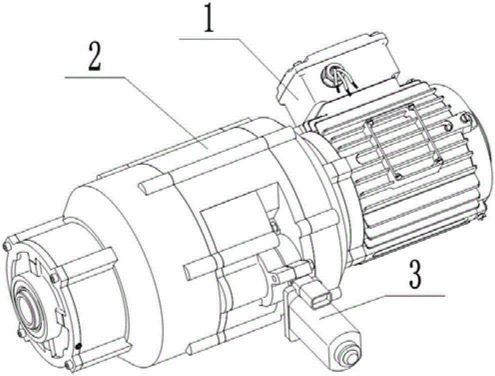 Electric vehicle power system with hollow rotor motor and double-gear speed reduction with differential speed